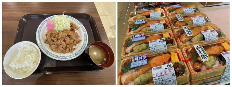 銀鮭弁当と焼肉定食