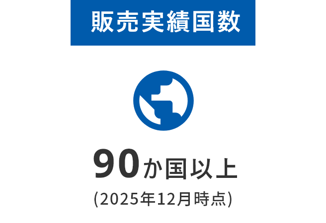 販売実績国数90か国以上
